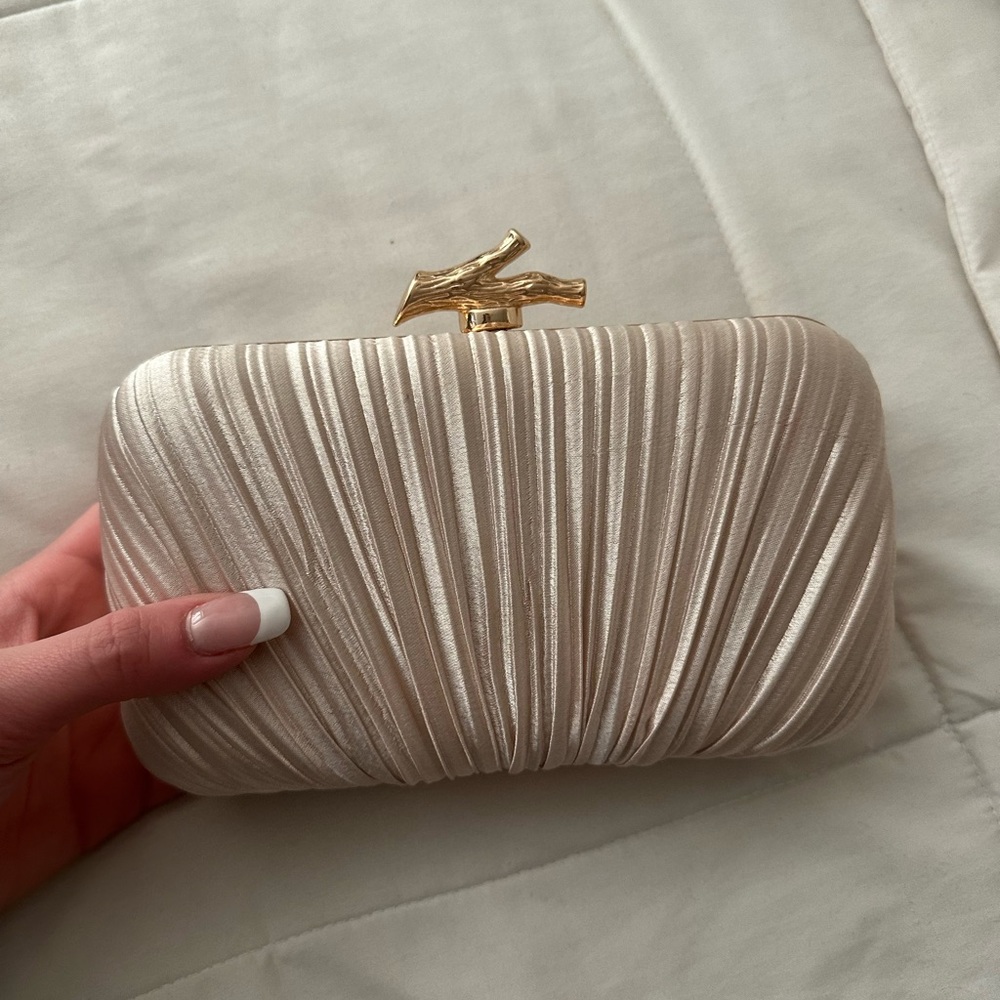 Champagne satin clutch
